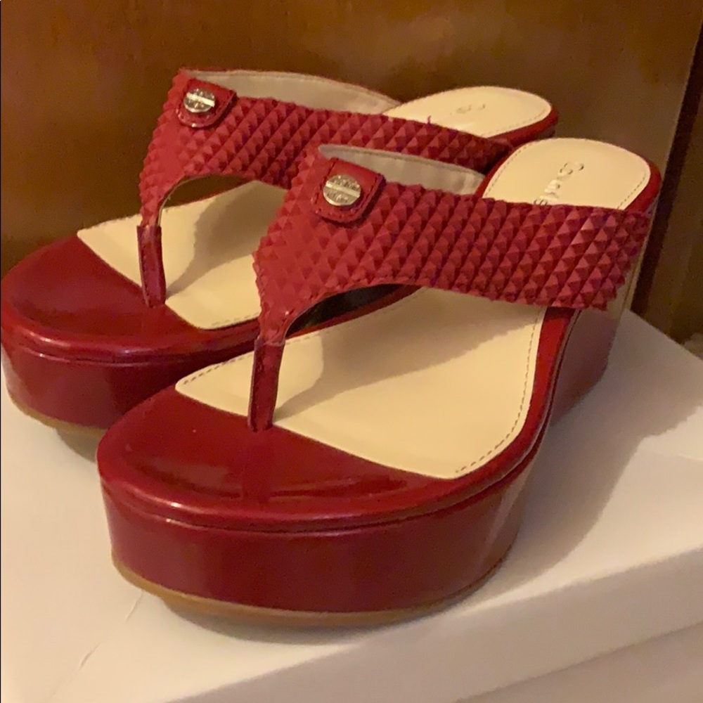 Calvin Klein Red wedge sandals